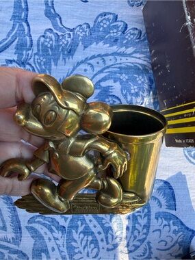 Vintage Mickey Mouse 1970s Walt Disney Productions GATCO Brass Pen Holder